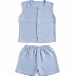 Morning Sky Crinkled Muslin Jabla & Shorts Set