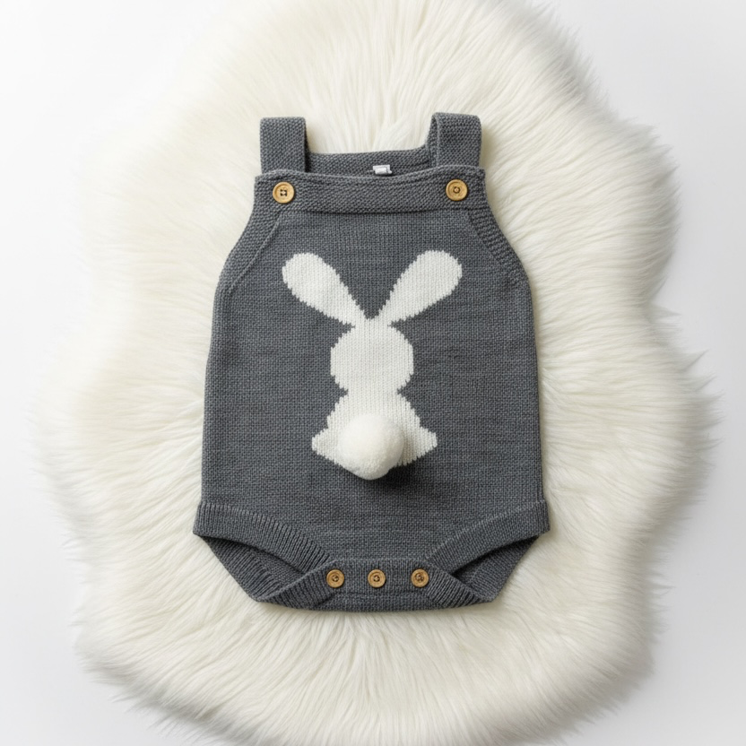 Bunny Tails Knit Romper