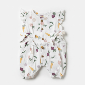 Garden Harvest Poplin Cotton Baby Romper
