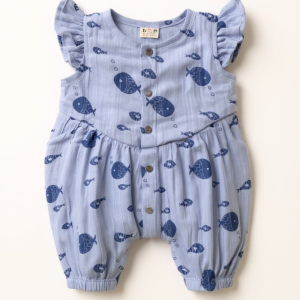 Ocean Whispers Muslin Baby Romper 🌊🐟