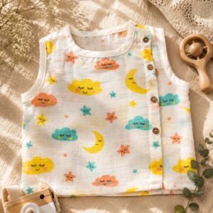 Muslin Side Wooden Button Jabla