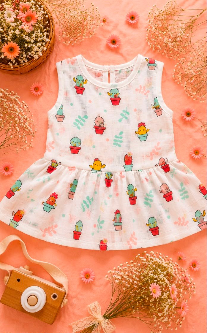 Muslin Button-Back Baby Frock
