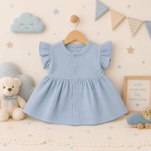 Morning Sky Crinkled Muslin Frock