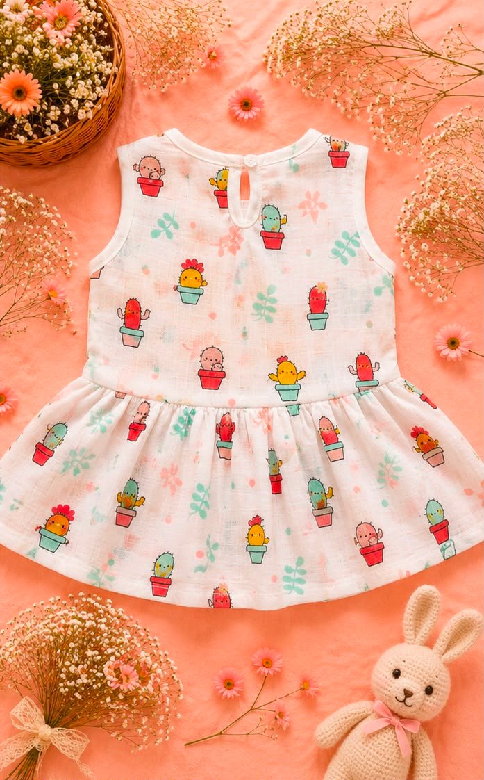 Muslin Button-Back Baby Frock - Image 2