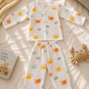 Muslin night suit  (3-6 months)