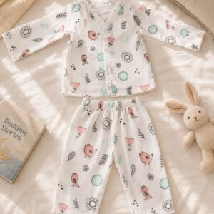 Muslin night suit  (3-6 months)