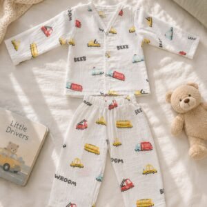 Muslin night suit  (3-6 months)