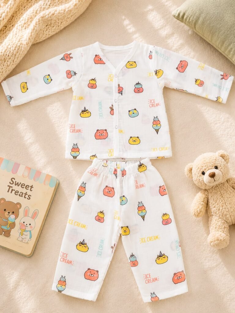 Muslin night suit  (6-9 months)