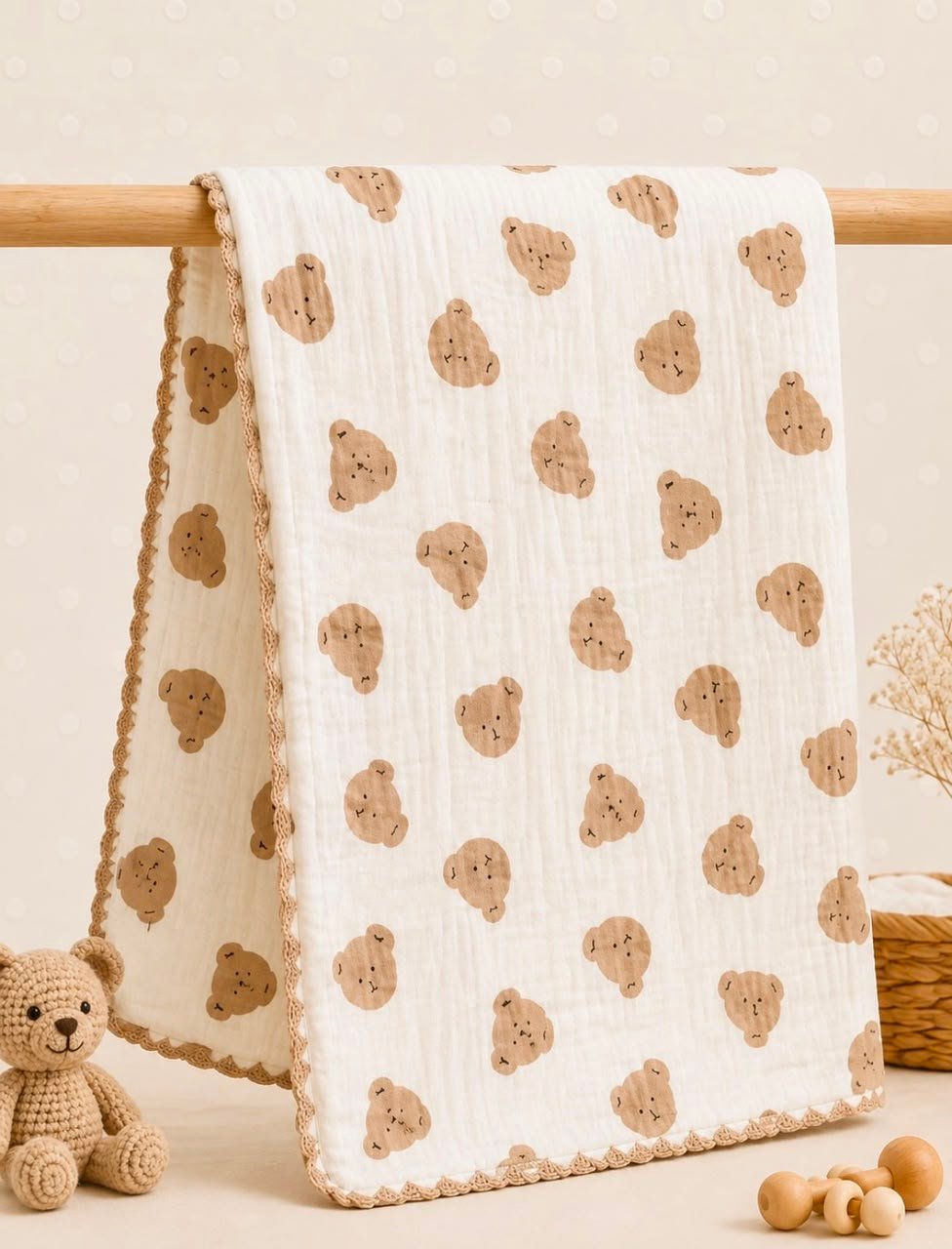 Crinkled Muslin Dotted Blanket